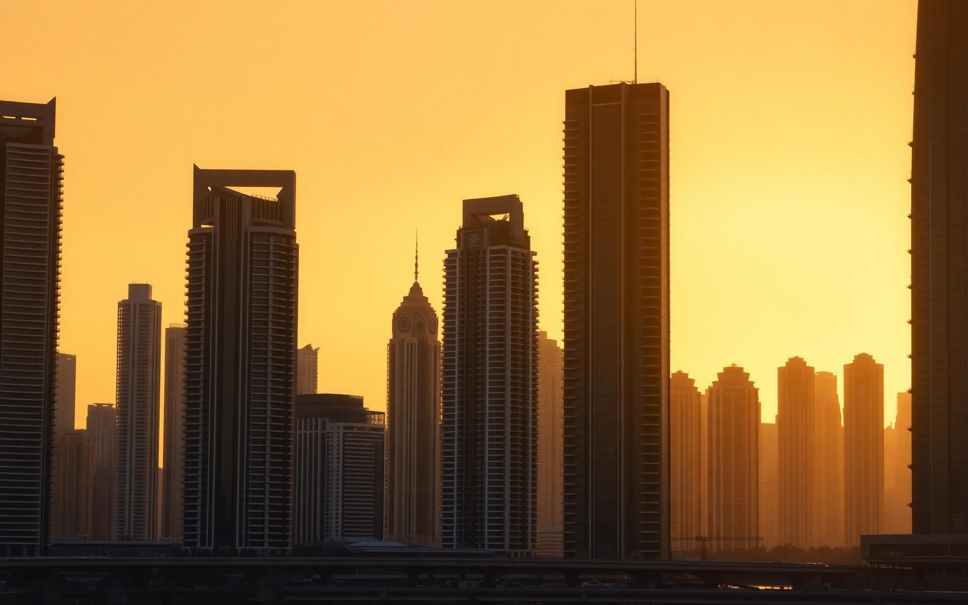 Dubai skyline at golden hour